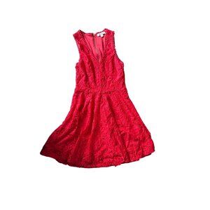 Francescas Red Lace Sleeveless Fit & Flare Dress S
